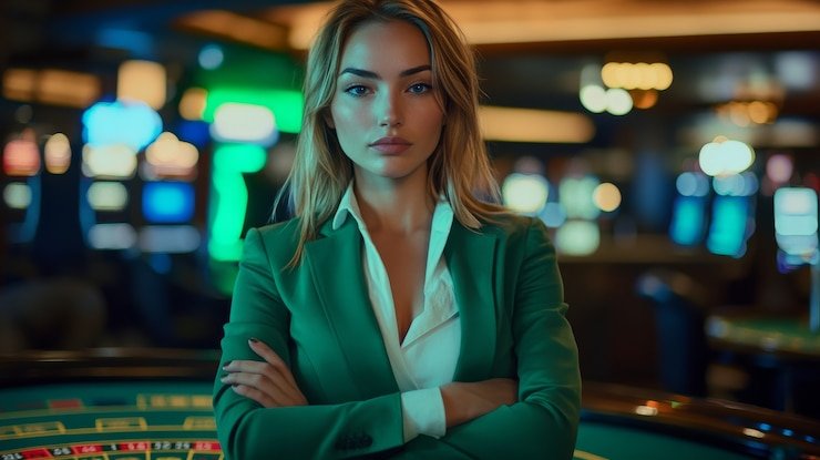 Live dealer rolling three dice in a clear cup during a Super Sic Bo game on kl semarang